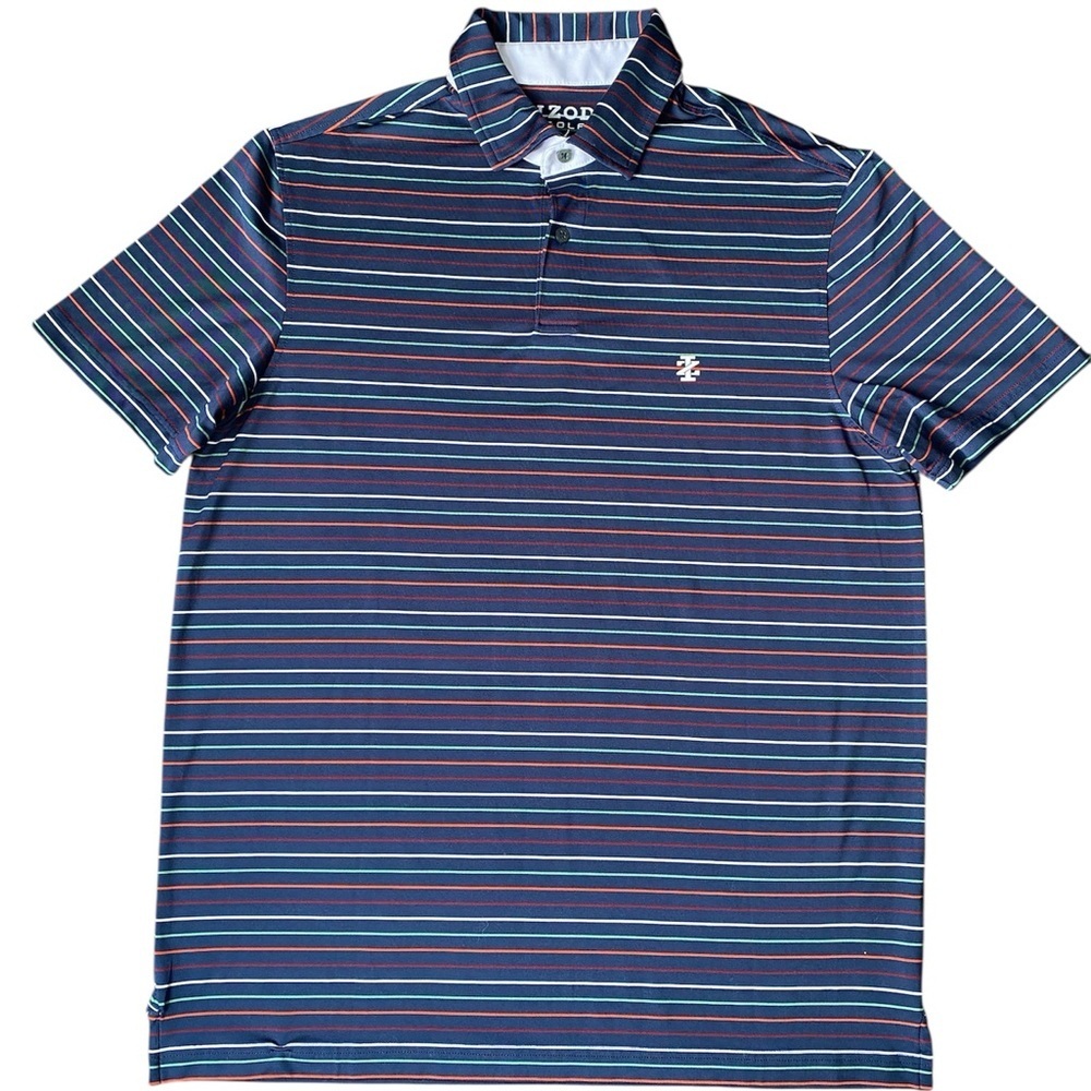 Izod Men's Multicolor Striped Golf Polo Shirt Size M